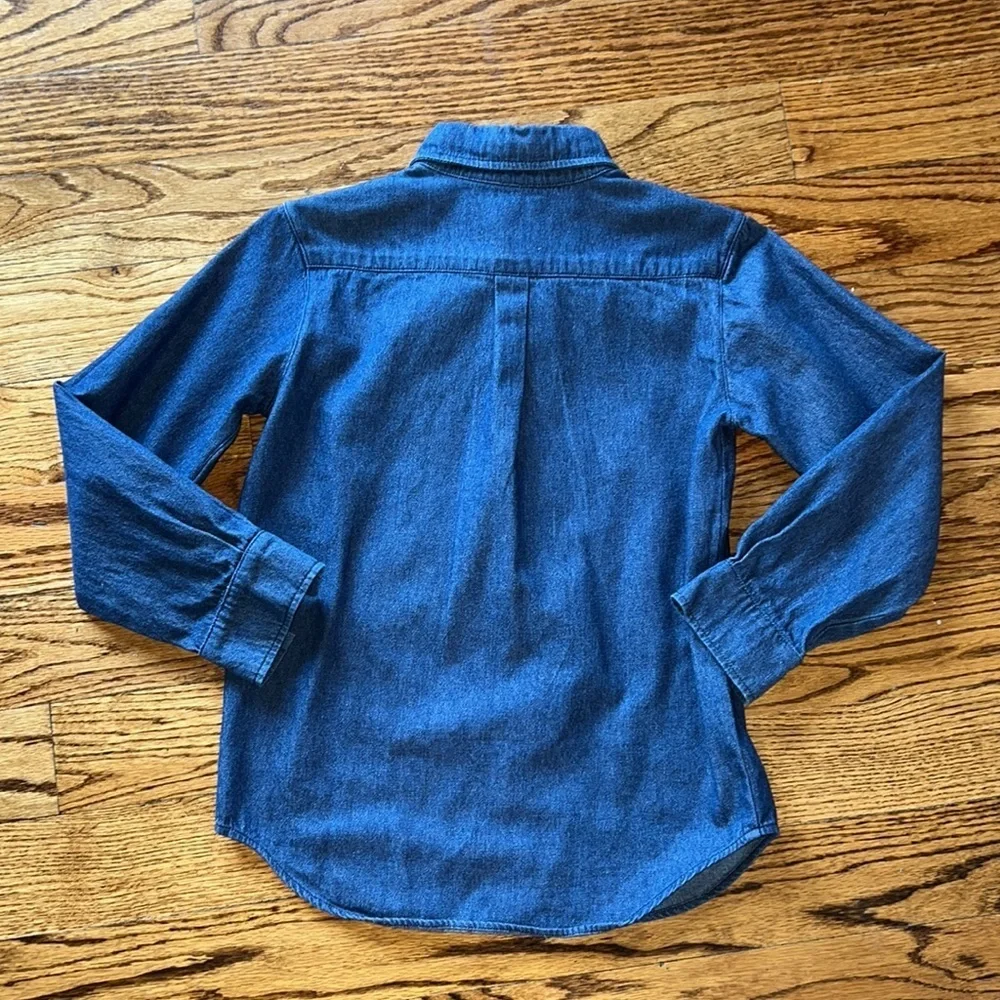 Kelly's Kids boys long sleeved button down denim Oxford shirt size 8-10 EUC